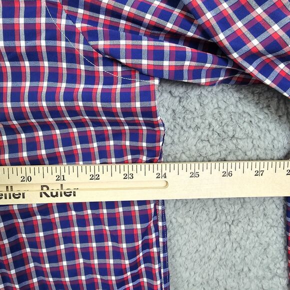 UNTUCKit Men's Blue Red Check Button Up Performance Shirt Stuhlmuller Size L - Picture 10 of 12